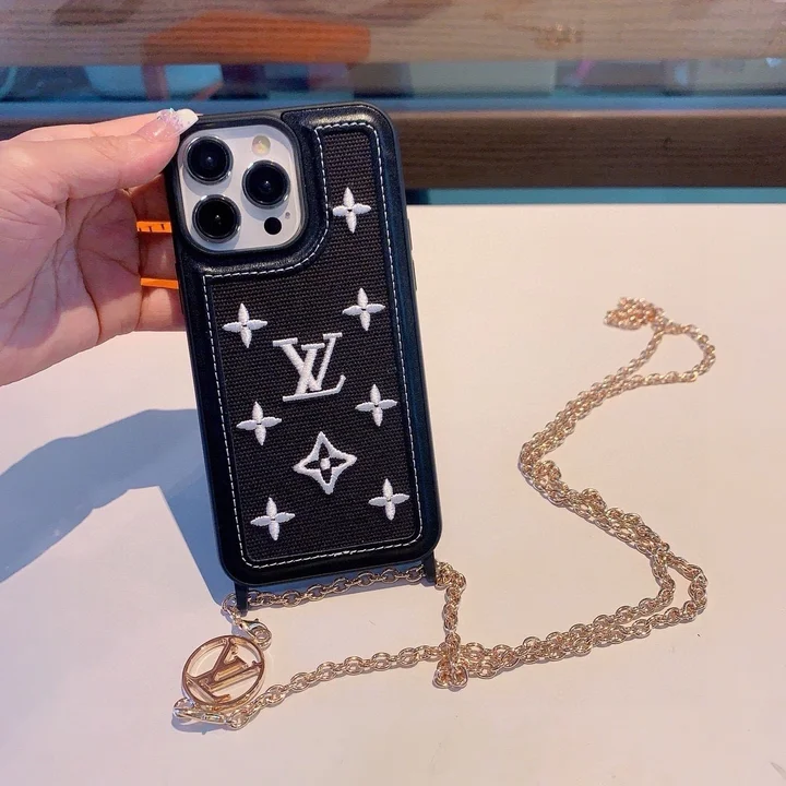 刺繍 iPhone15ケース チェーン